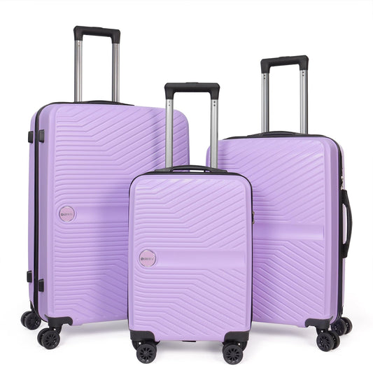 Juego de equipaje de 3 piezas, equipaje de mano para aviones, juego de maletas para viajes, cabina Valise de Voyage, PC + ruedas silenciosas giratorias ABS (juego de 3 piezas (20/24/28), Púrpura,