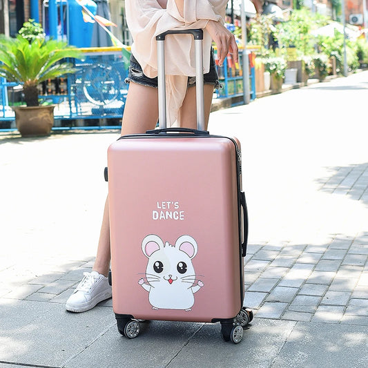 20"22"24"26"carry-on Suitcase with wheels Girl and kids pink red lovely luggage travel bag trolley bags children's suitcases