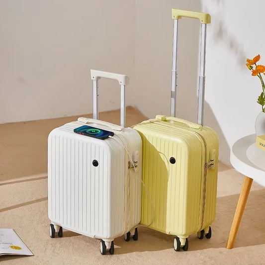 Maleta con bolsa, equipaje ligero pequeño de 18 pulgadas con portavasos USB, maletas con contraseña, cabina de viaje de mano, multifuncional